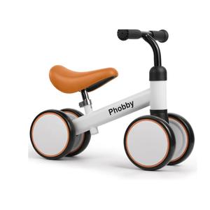 Phobby Baby Balance Bike for 1 2 Years Old Boys Girls, 4 Wheels Toddler Bike with Adjustable Seat, 12-24 Months Kids First Birthday Toy Gift