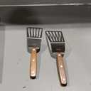 2 Pack Offset Fish Spatula Turner, Stainless Steel Slotted Spatulas for Flipping, Turning, Frying & Grilling, Offset Metal Slotted Spatulas, Wooden Full Tang Handle