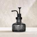 Cute Mini Glass Soap Dispenser with Pump, 6oz Vintage Gothic Style, Colored Thick Glass, for Bathroom or Vanity Decor (Grey) (Gray)