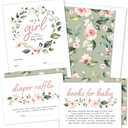Baby Shower Invitations for Girl with Envelopes (Set of 25) - Floral Baby Shower Invites for Girl with Diaper Raffle Tickets and Book Request Cards - Boho Baby in Bloom Pink Invitation Set
