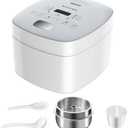 Novaspark Low Carb Rice Cooker Stainless Steel Inner Pot, Mini Stainless Steel Rice Cooker Small 5 Cup, LED Display Low Sugar Rice Maker, 24H Timer and Auto Keep Warm, White Rice/Porridge/Oatmeal, White