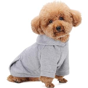 Winter Dog Hoodie with Pockets - Solid Color Polycotton Sweatshirt for Small, Medium, and Large Dogs - Soft, Warm, Cozy Pet Clothing for Cold Weather - Ideal for Outdoor Walks.Grey-L