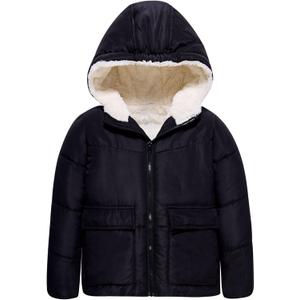 UNICOMIDEA Girls' Puffer Coats Warm Hooded Jacket 4-12 Years Girls Winter Outerwear (Black)