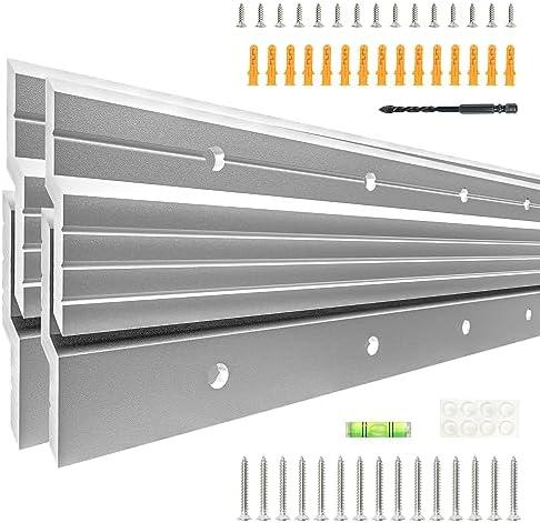 YardYield 30 Inch French Cleat Picture Hanger French Cleat Heavy Duty Aluminum Z Bar Clips for Hanging Various Items, Including whiteboards, Mirrors, Photos, and More. (2 Pairs up to 200 lbs)