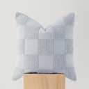 Double Stitch 100% Cotton Throw Pillow Covers - Checkered Tufted Boho Decorative Pillow Covers 20x20, Made in India, Square Cushion Case, Modern Home Decor for Couch, Sofa, Living Room, Arctic Blue