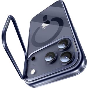 Lens Stand for iPhone 17 Pro Max Case (with Camera Control Button) Compatible with MagSafe, Military-Grade Drop Protection Magnetic Phone Case for iPhone 17 Pro Max Clear Cover, Deep Blue