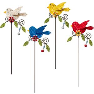 4 Pack Decorative Garden Stakes - 14.2" Metal Flowers for Outside & Metal Yard Art Outdoor and Garden, Rust-Resistant Shaking-Head Bird Lawn Ornaments for Patio - Gift for Gardeners (bluewhitered&yellow) 4 Pack Decorative Garden Stakes - 14.2" Metal Flowers for Outside & Metal Yard Art Outdoor and Garden, Rust-Resistant Shaking-Head Bird Lawn Ornaments for Patio - Gift for Gardeners (bluewhitered&yellow)