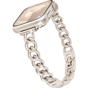 Slim Metal band Compatible with Apple Watch Bands for Women 38mm 40mm 41mm 42mm 44mm 45mm 46mm, Dressy Designer Strap Single Chain Wristband Thin iWatch Bands for Series 11 SE 10 9 8 7 6 5 4