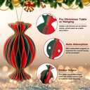 12 Pcs Red Green Christmas Decorations 4" 3D Candy Paper Honeycomb Ornaments for Tree Magnetic Glitter Edge Paper Honeycomb Lanterns for Christmas Tree New Year's Christian Table Decor (Multi Color)