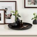 Kate and Laurel Stovring Round Modern Decorative Tray; 17 Inch Diameter; Black; Contemporary Serving Tray for Use as Entryway Catch-All or Coffee Table Tray
