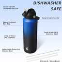 BJPKPK Insulated Water Bottle with Straw Lid, 40oz Large Thermo, BPA Free Leak Proof Stainless Steel Metal Water Bottles, Tumblers, Cups, Flasks for Travel, Sports,Black Blue