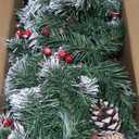 Christmas Garland Snowy 9ft with 50 Lights, Christmas Decor with 50 Light Timer for Mantle Staircase Indoor and Outdoor