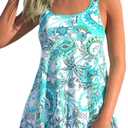 ROSEWE 2025 Tankini Swimsuits for Women, Two Piece Bathing Suits with Shorts, Modest Tank Top Swim Dress (Blue, L)