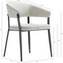 Manhattan Comfort Belle Modern Dining Chair with Textured Faux Leather Upholstery, Curved Backrest & Metal Frame, Accent Kitchen Dining Room Furniture, No Assembly Required, Set of 1, Oatmeal