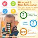 Bilingual Baby Phone Toy Phone for Toddler 1-3, Fun Early Learning Musical Baby Toys for 6-12 Months with Sounds and Light, English/Spanish, Gift for 1 Year Old Boys Girls Kids Infant, Orange
