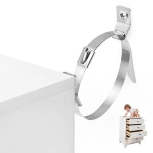 10Pcs Furniture Wall Anchors Metal Anti Tip Furniture Anchors for Baby Proofing Earthquake Straps for Bookshelf Dresser Cabinet