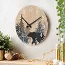 SwallowLiving Cabin Bear Wall Clock 12 Inch Silent Non Ticking Clock Wooden Forest Wildlife Mountain Lodge Clock Battery Operated Rustic Farmhouse Wall Clock