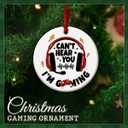 5 x Funny Gamer Christmas Ornament - I'm Gaming Ceramic Xmas Decoration for Tree for Game Player, Teens, Aldults, Friends, Bros - Gifts for Video Game Lovers