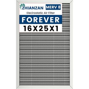 16x25x1 HVAC Furnace Air Filter, Lasts a Lifetime, Washable, the Last HVAC Filter You Will Ever Buy, Healthier Home or Office, Merv 8(Actual Size:15.5x24.5x0.82 Inch)