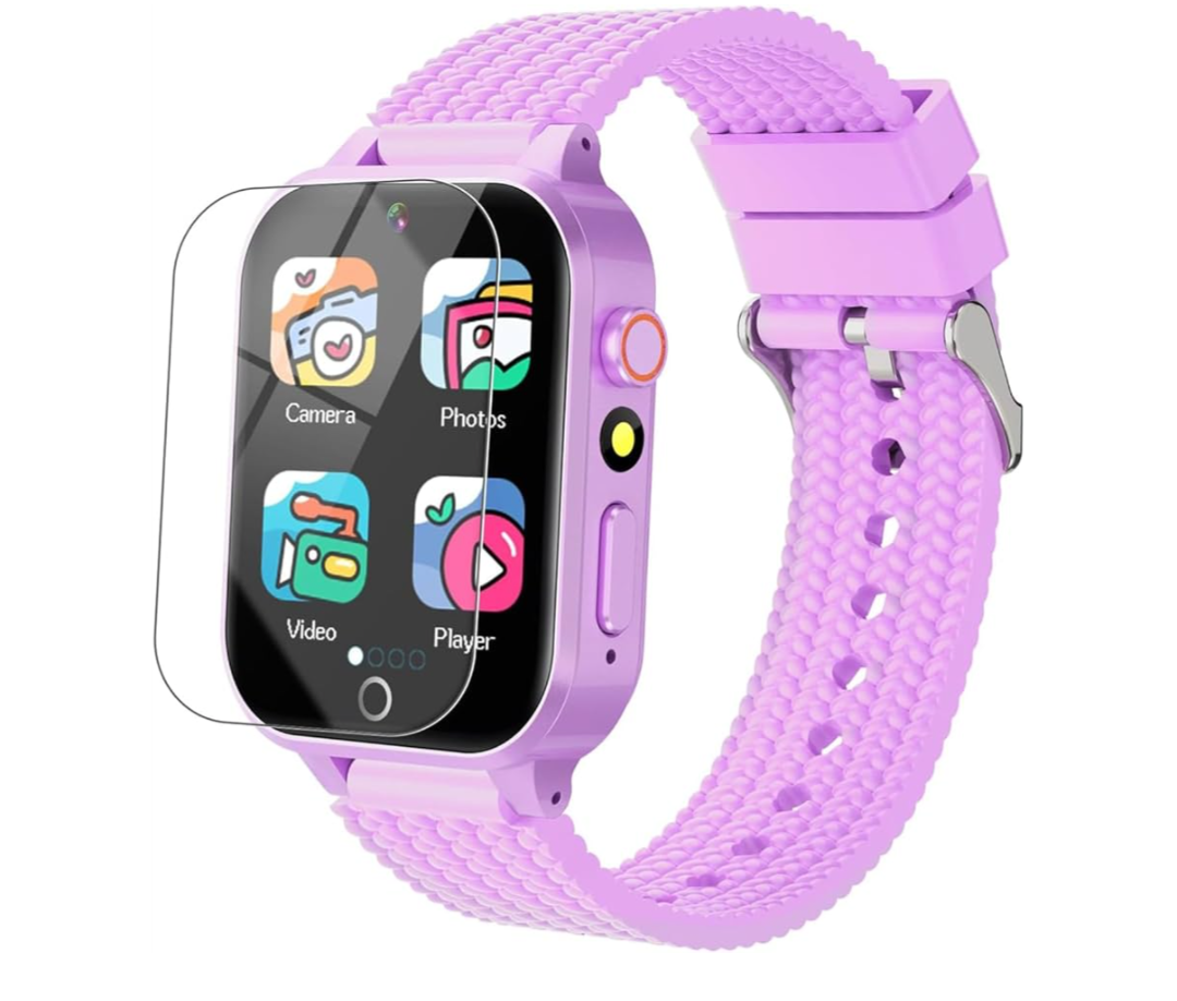 Smart Watch for Kids Girl Gift Ages 3-12, 2 Screen Protector, 26 Puzzle Games, HD Camera Video Music Player Touchscreen Pedometer, Educationtal Toy Brithday Gifts for Girl Ages 4 5 6 7 8 9 10(Purple)