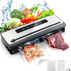 2025 Upgrade Vacuum Sealer for Food, 5 Fast Modes Food Saver Vacuum Sealer Machine with 20 Vacuum Sealer Bags, Bulit-in Cutter & Vacuum Hose for Food Saver