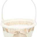 TOYANDONA Girl Basket for Wedding, Small Wicker Rattan Basket Easter Egg Basket Woven Basket with Handle for Party Favors (Light coffee)