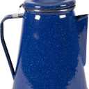 Stansport 8-Cup Enamel Percolator Coffee Pot – Classic Blue Camping Coffee Maker with Stem and Basket – Durable Double Baked Enamel, Stovetop Brewer for Campsite, Cabin & RV – Portable