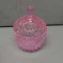DoubleFill 26 oz Large Glass Candy Dish with Lids Crystal Candy Jar with Lid Easter Spring Decorative Covered Glass Jar Jewelry Box Wedding Buffet Biscuit Containers for Snacks(Pink,Classic)