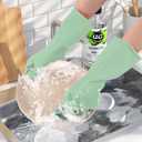 Rubber Kitchen Dishwashing Gloves - 4 Pairs Reusable Household Cleaning Gloves, Flexible and Durable & Non-slip Cleaning Gloves, Great for Kitchen, Bathroom, Laundry (Pink+Green+Blue+Grey), Large