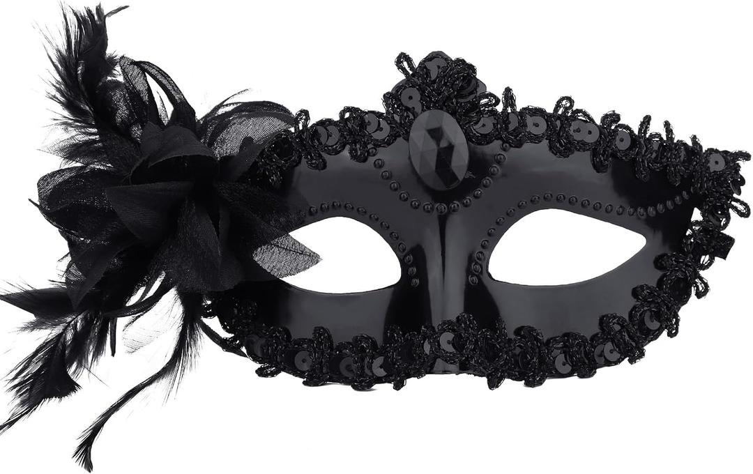 Mikovivi Black Masquerade Mask for Women, Elegant Lace Venetian & Mardi Gras Dress Outfits Masks for Halloween Costume Party Ball Prom