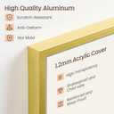 Upsimples Aluminum 11x14 Picture Frame Gold, Display Photo 8x10 with Mat or 11 x 14 without Mat, Wall Hanging Metal Poster Frame with Acrylic Cover, 1 Pack