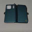 Defencase for iPhone 17 Pro Max Magnetic Wallet Case Compatible with Magsafe with RFID Blocking Zipper Card Holder for Women Men PU Leather Strap Detachable Case for iPhone 17 Pro Max 6.9", Blue Green