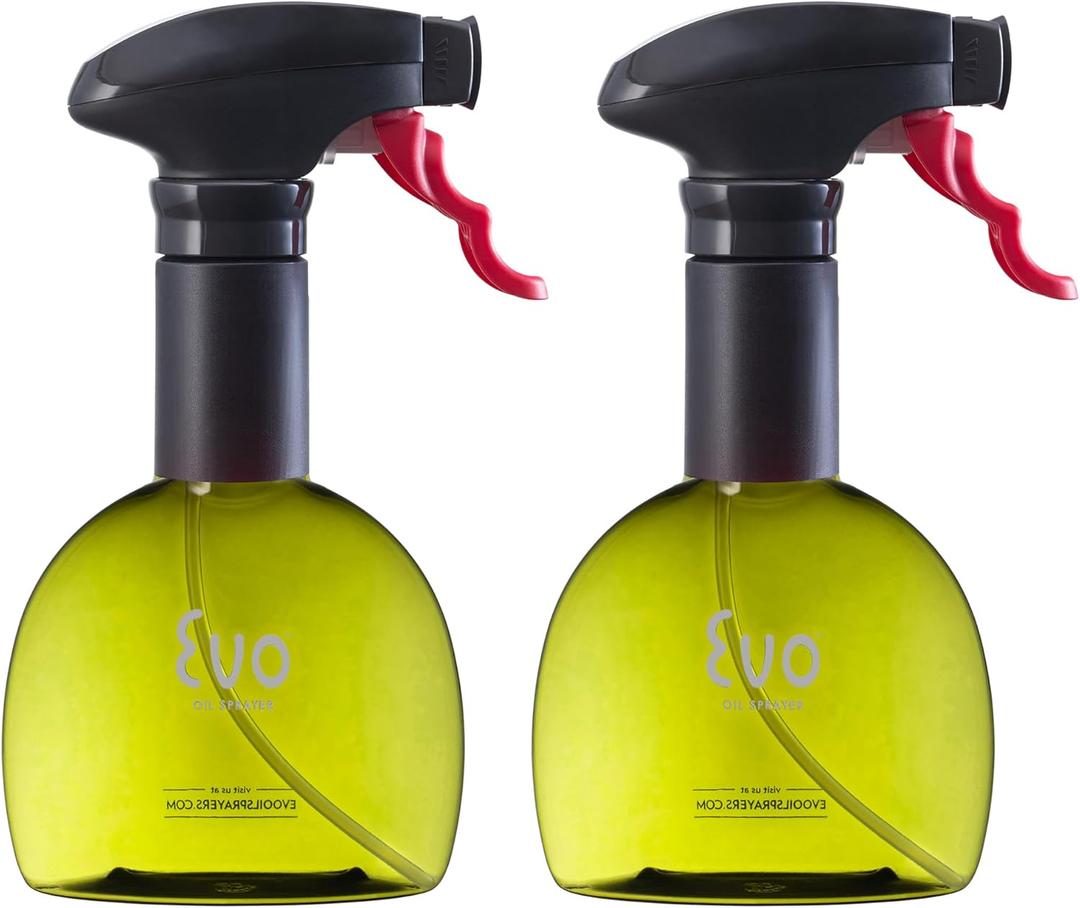 Evo Oil Sprayer Mini Non-Aerosol for Olive Oil, Cooking Oils, and Vinegars, Green, 8-Ounce Capacity, Set of 2