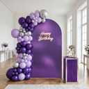Shimmer Purple Arch Backdrop Cover 7.2ft, Glitter Deep Purple Spandex Fitted Chiara Cover with Zipper,Thick Sequin Soft Stretchy for Wedding Birthday Graduation Party Photo Backdrop