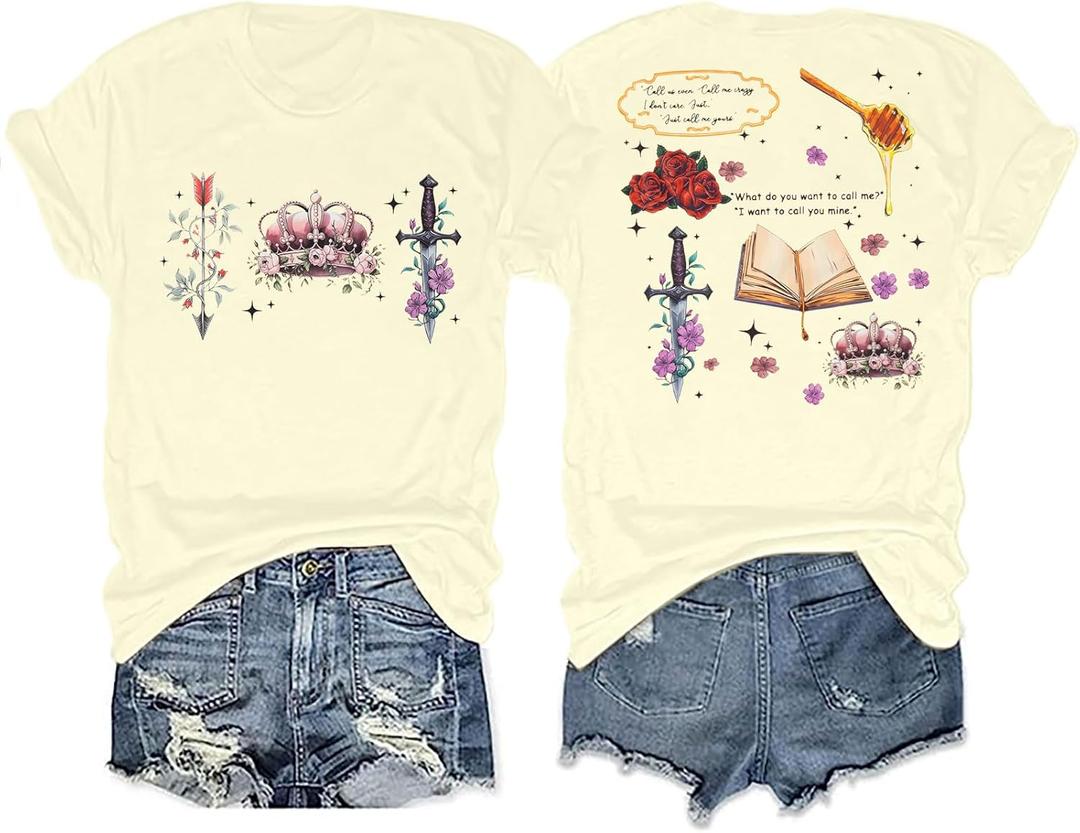 Powerless Shirt Women Funny Book T-Shirts Book Fan Gift Tee Summer Casual Bookish Short Sleeve Tops M