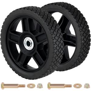 CheeMuii 7 Inch Lawn Mower Wheels 2 Pack 7" Push Mower Wheels with Bolts Gaskets and Lock Nuts Kit Fit for Most Standard push Lawn Mowers/Generator/Garden Tiller/Handtruck