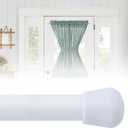 jinchan French Door Curtain Rods, No-Drill Adjustable White Curtain Rods with Adhesive Hooks, 26-50 Inch Aluminum 2-Pack for Sheer & Tier Curtains