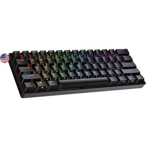 Ranked N60 Nova 60% Form Factor | Hot Swappable Mechanical Gaming Keyboard | 61 Keys Multi Color RGB LED Backlit for PC/Mac Gamer (Black, Gateron Pro Yellow)
