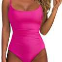 SUUKSESS Women One Piece Tummy Control Swimsuit Crisscross Backless Bathing Suit, XL