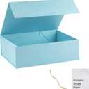 Light Blue Gift Box,16x14x5.3 Large Gift Boxes With Lids For Presents Includes Ribbon And Diy Printable Sticker Paper,Bridesmaid Proposal Box,Magnetic Gift Box For Birthday,Wedding,Graduation