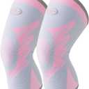 Sports Slim Knee Braces for Women - No-Slip Knee Compression Sleeve for Dance, Yoga, Knee Support for Knee Pain, Joint Pain Relief (Crystal Rose, M, 2 Pack)