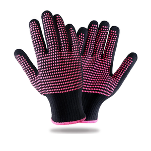 Teenitor 16 Pcs Heat Resistant Gloves With Silicone Bumps, Professional Heat Proof Glove Mitts For Hair Styling Curling Iron Wand Flat Iron Hot-Air Brushes Sublimation Gloves Rose Red