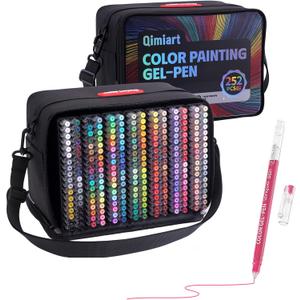 Acrylic Gel Pens for Adult Coloring,252 Pack Colored Pens Set with Travel Case,Quick Dry 0.6MM Fine Point Gel Pens for Black Paper and White Paper,Coloring,Writing,Drawing,Journaling,Doodling