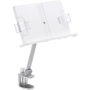 PATIKIL Book Stand for Reading, Metal Reading Rest Book Holder with Page Clips, Height Angle Adjustable, 360 Rotating Arm Suitable for Sheet Music, Laptop