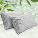 Bedsure King Size Pillow Cases Set of 2, Cooling Pillow Cases King, Rayon Derived from Bamboo Light Grey Pillowcases, PureWoven Silky Soft Bedding Pillow Covers with Envelope Closure, 20x36 Inches