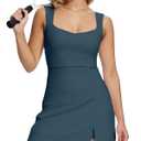 Wenlia Tennis Dress for Women with Built in Shorts Womens Athletic Dresses Active Workout Skort Dress with Pockets Peacock Blue L (Blue, L)