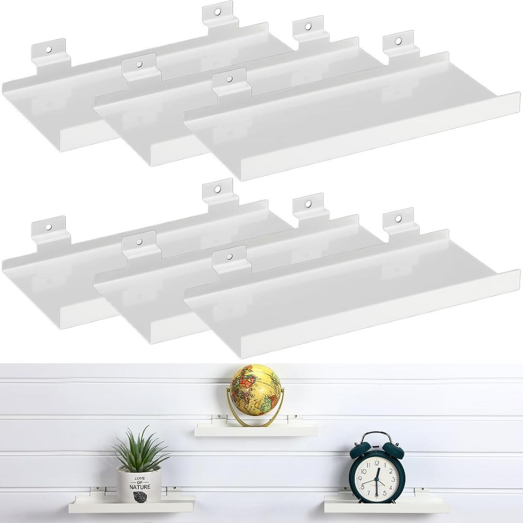 Slatwall Shelves, Metal Slat Wall Shelf Accessories, Heavy Duty Retail Display Panel for Home Shoe Stores Boutiques Storage and Organization(White,10x4.3 Inch)