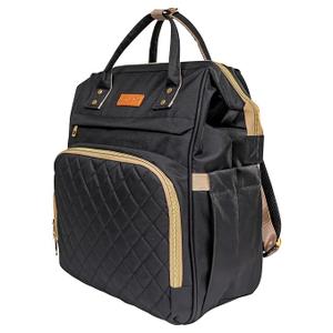 Travel Black Diaper Bag Backpack | Insulated Bottle Pockets | Changing Pad | Baby Registry Gift (18 x 32 x 41.9)