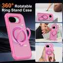 Magnetic for Google Pixel 10a Case with 360 Stand, Hot Pink | Rigorous Drop Protection, Invisible Kickstand, Skin-Feel Matte Translucent Slim Cover