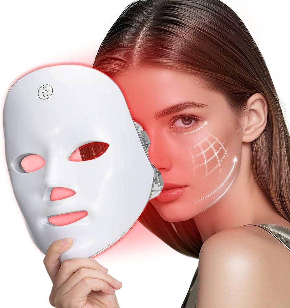 SDKWDH Red Light Mask for Face, 7 Modes Face Mask Light, 850nm Infrared & Red Light Masks, Light Skin Care At Home